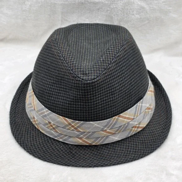 Goorin Bros Hat Fedora Fitted Mens Extra Large Gray Plaid Band Wool Blend Trilby - Picture 3 of 10